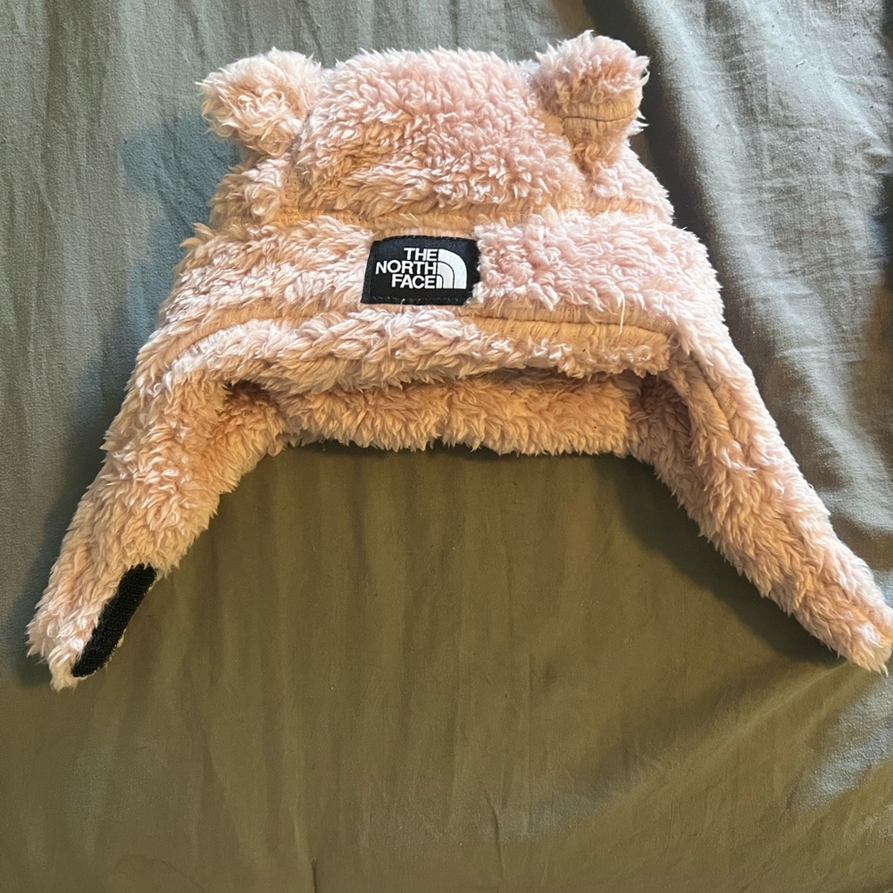 The North Face Pink Fuzzy Bear Hat